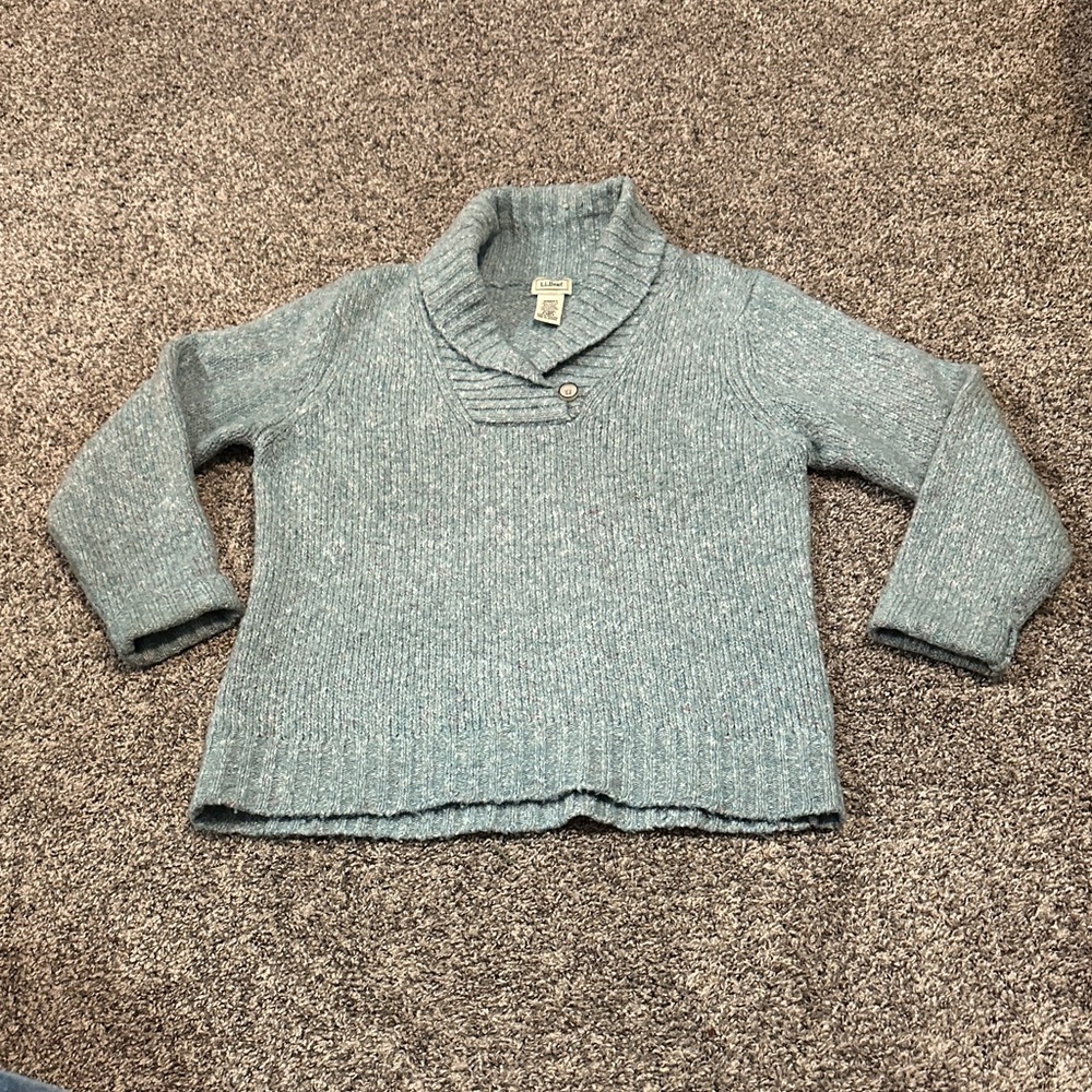 L.L. Bean Women's Blue Cowl Neck Wool Blend Sweater Multicolor Size M